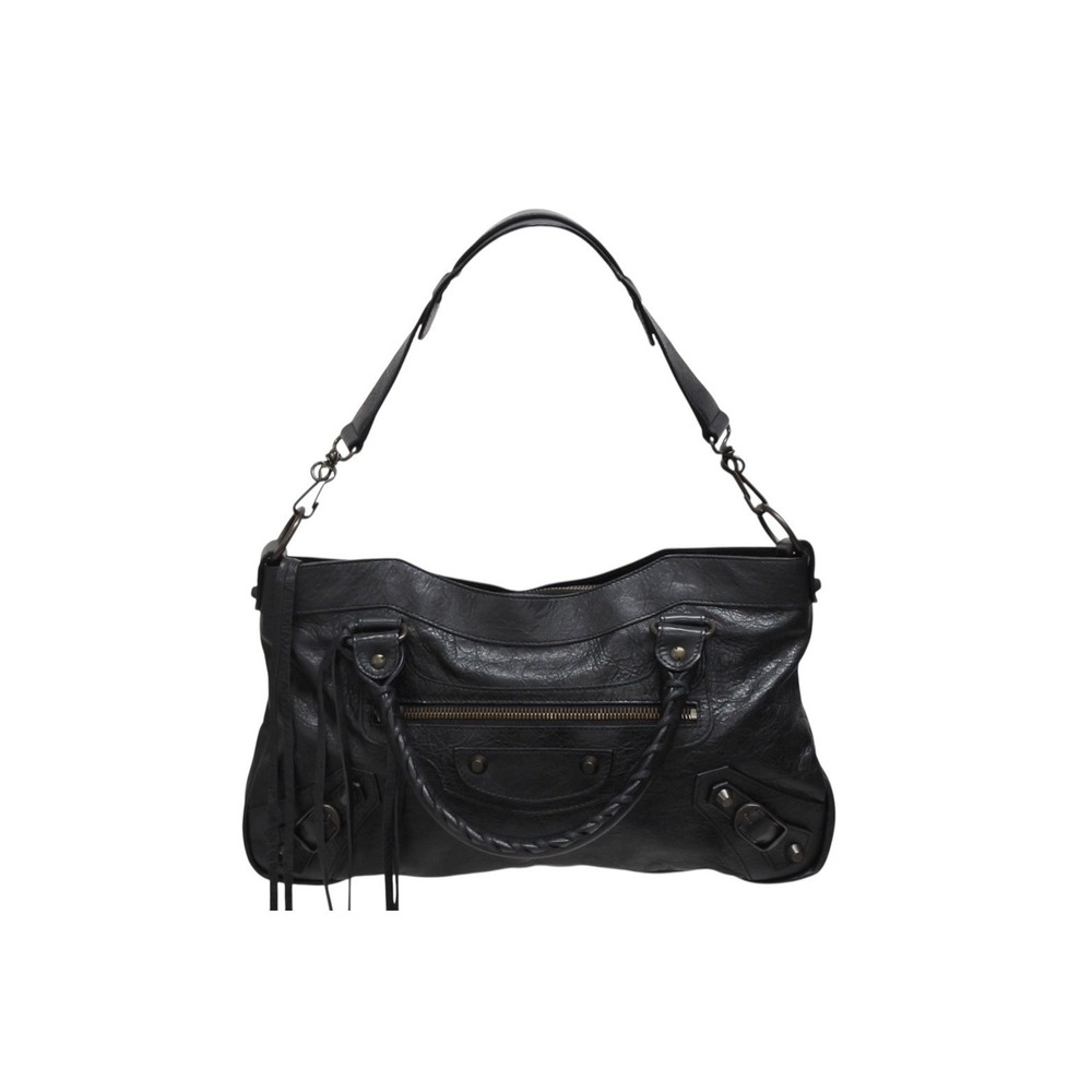 Balenciaga Leather First Black The Shoulder Bag Hardware Handbag